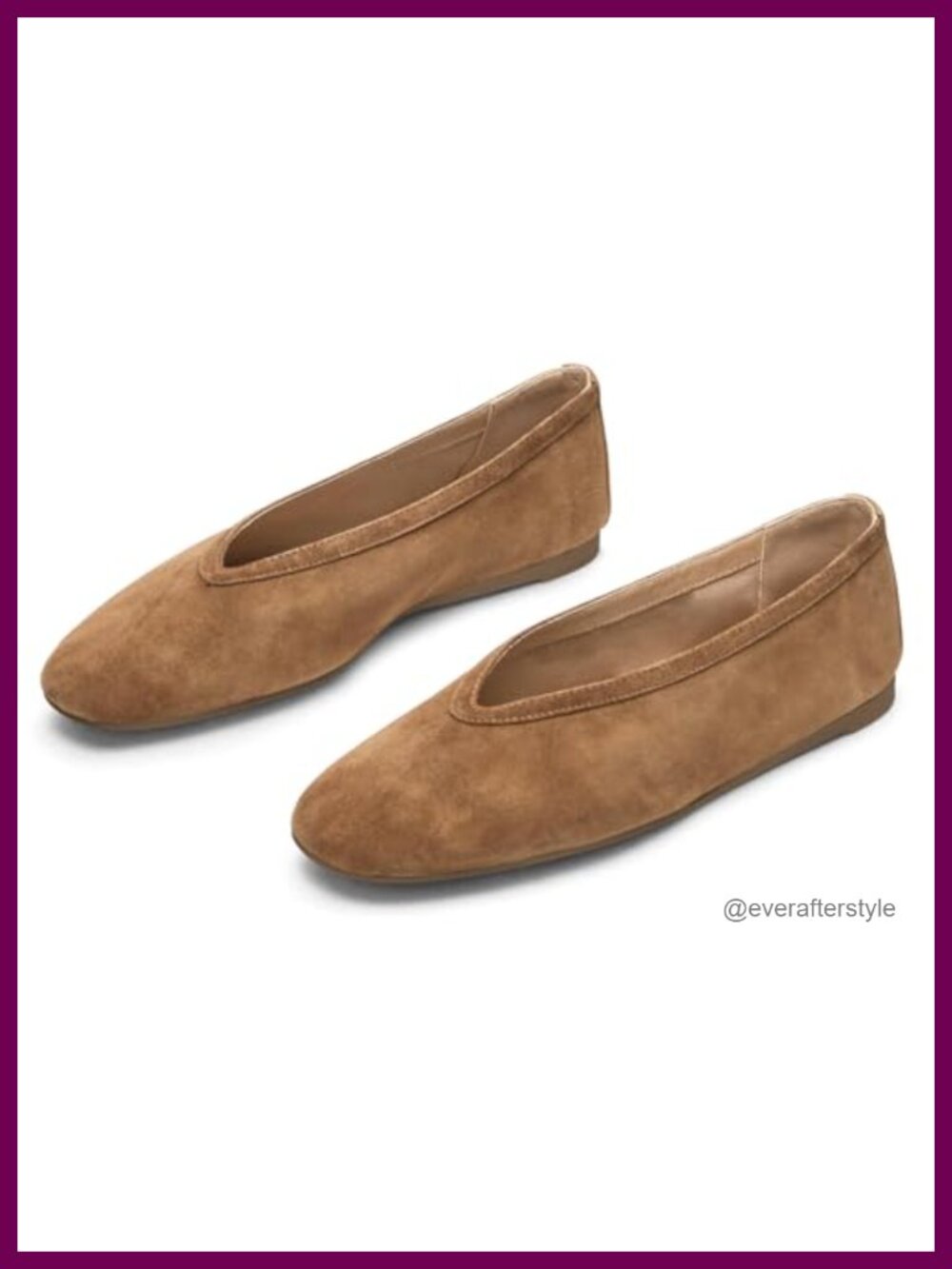 Suede Ballet Flats Square Toe Slip On Comfortable Women's Shoes